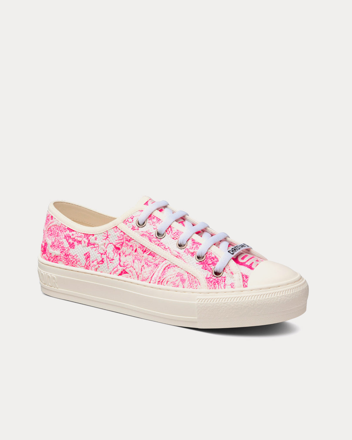 Walk'n'Dior Bright Pink Toile de Jouy Embroidered Cotton Low Top Sneakers