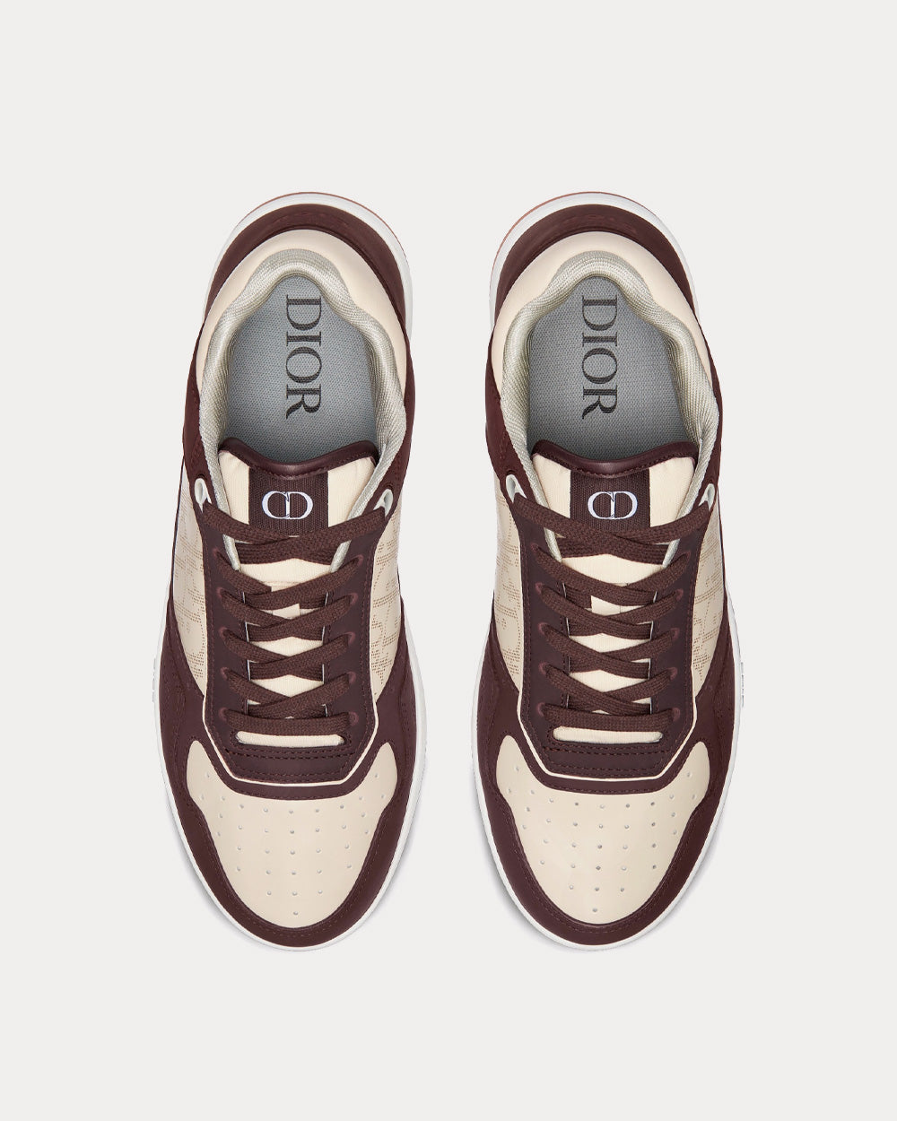 B27 Brown Nubuck Calfskin and White Dior Oblique Galaxy Leather Low Top Sneakers