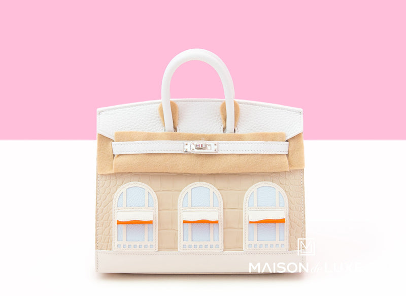 Neige Faubourg Birkin 20 White Matte Alligator Handbag