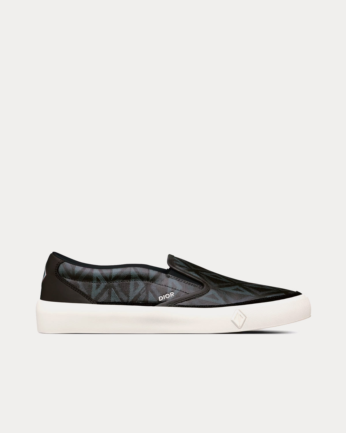 B101 Black CD Diamond Canvas and Smooth Calfskin Slip On Sneakers
