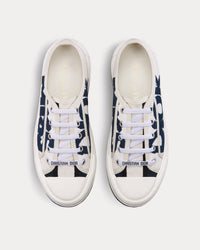 Walk'n'Dior Platform White and Deep Blue Embroidered Cotton Low Top Sneakers