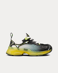 Vibe White Mesh and Black Calfskin with Fluorescent Yellow Rubber Low Top Sneakers