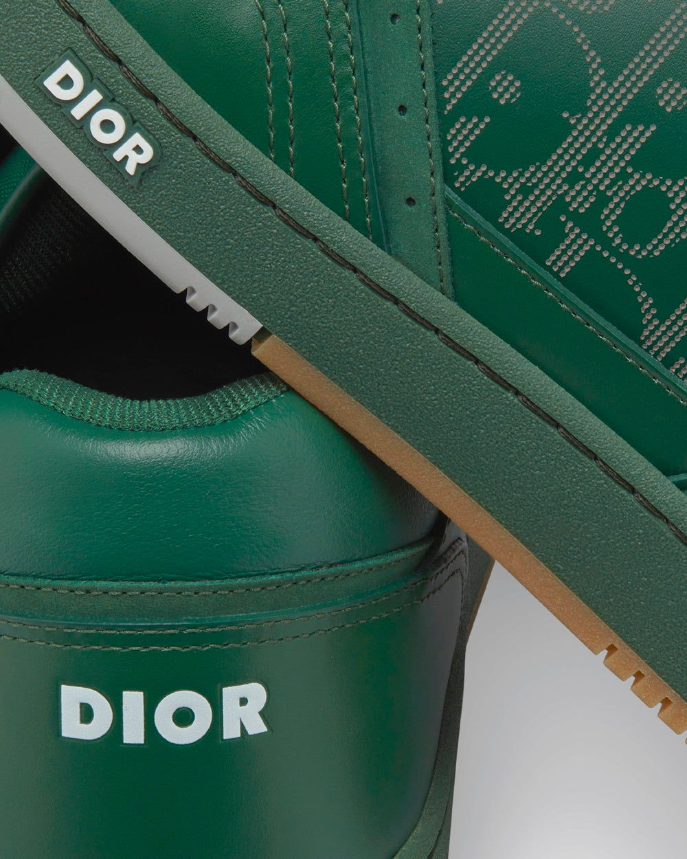 World Tour B27 Green Dior Oblique Galaxy Leather with Smooth Calfskin and Suede Low Top Sneakers