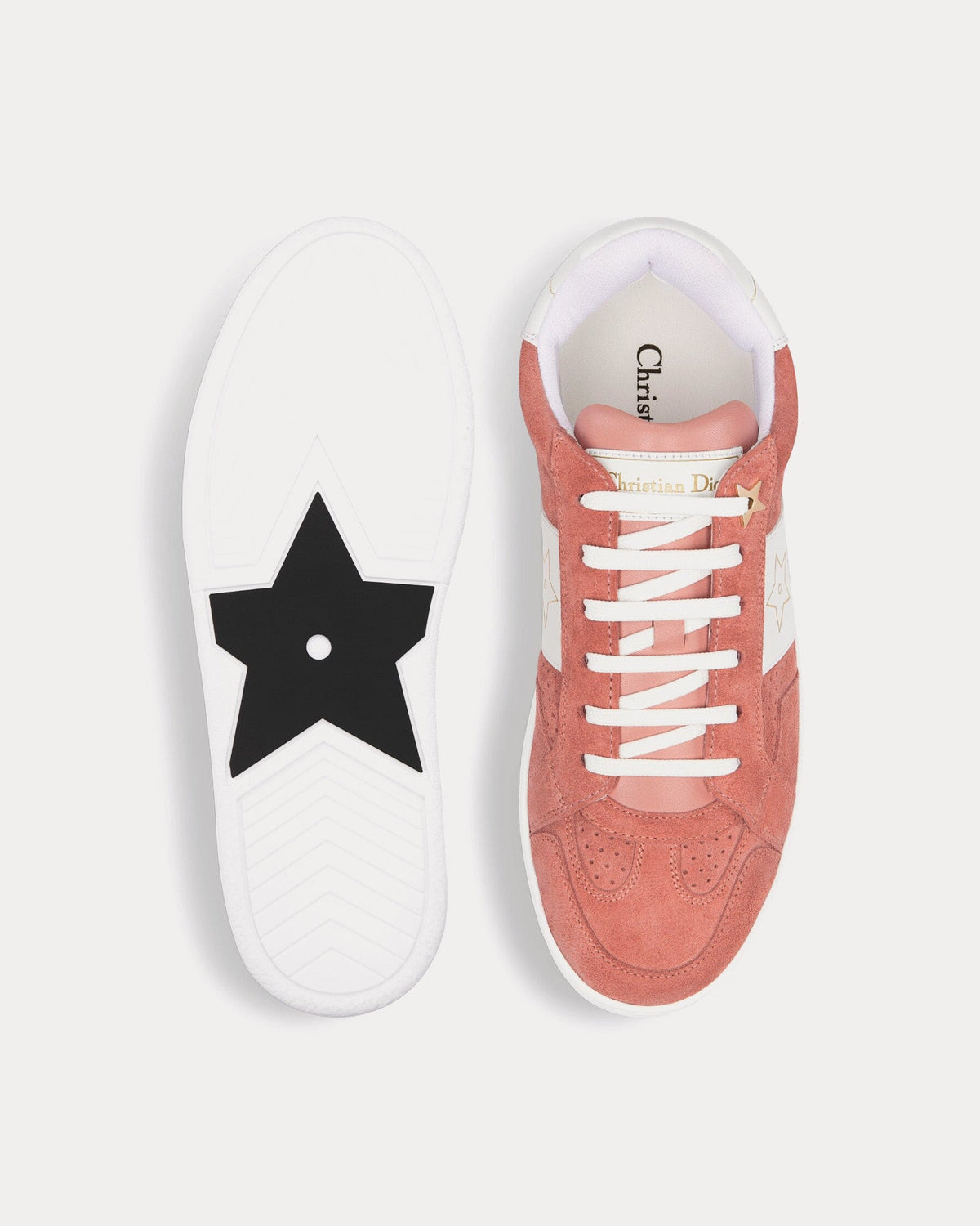 Dior Star Suede & Calfskin Pastel Pink / White Low Top Sneakers