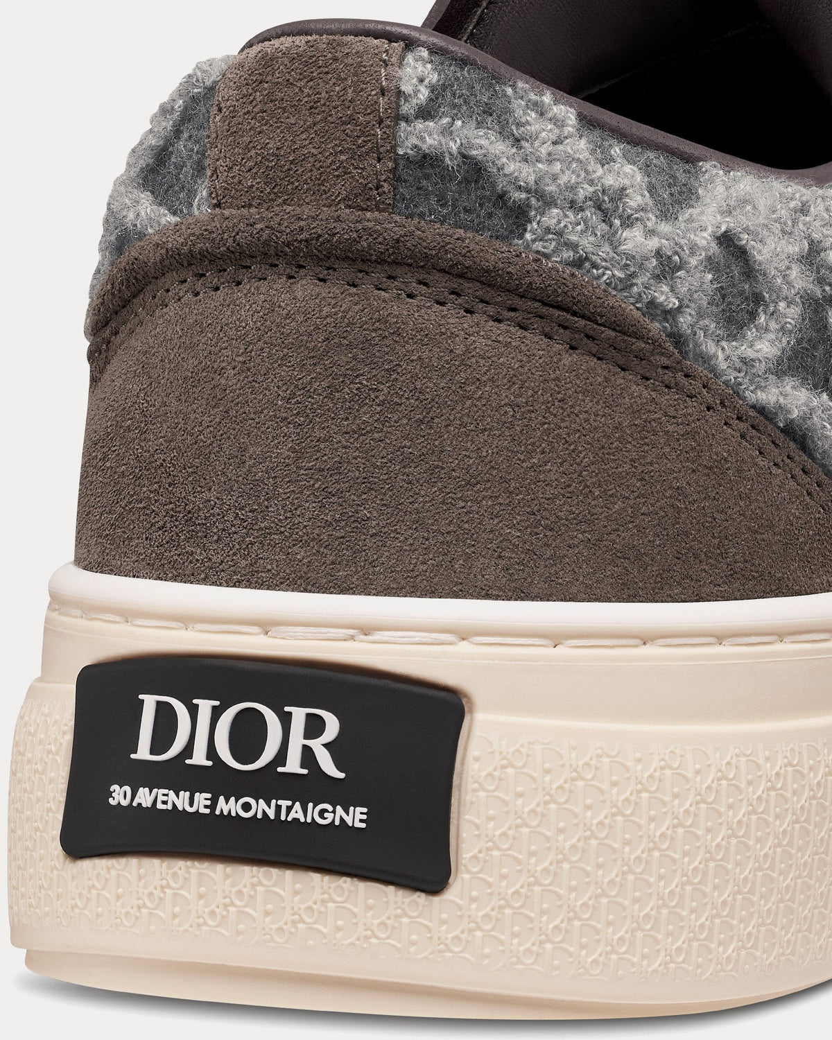 B33 Gray Suede and Gray Dior Oblique Embroidered Wool Felt Low Top Sneakers