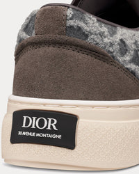 B33 Gray Suede and Gray Dior Oblique Embroidered Wool Felt Low Top Sneakers