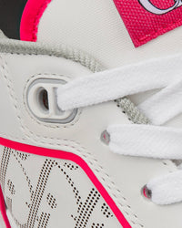 B27 White and Neon Pink Smooth Calfskin with White Dior Oblique Galaxy Leather Low Top Sneakers