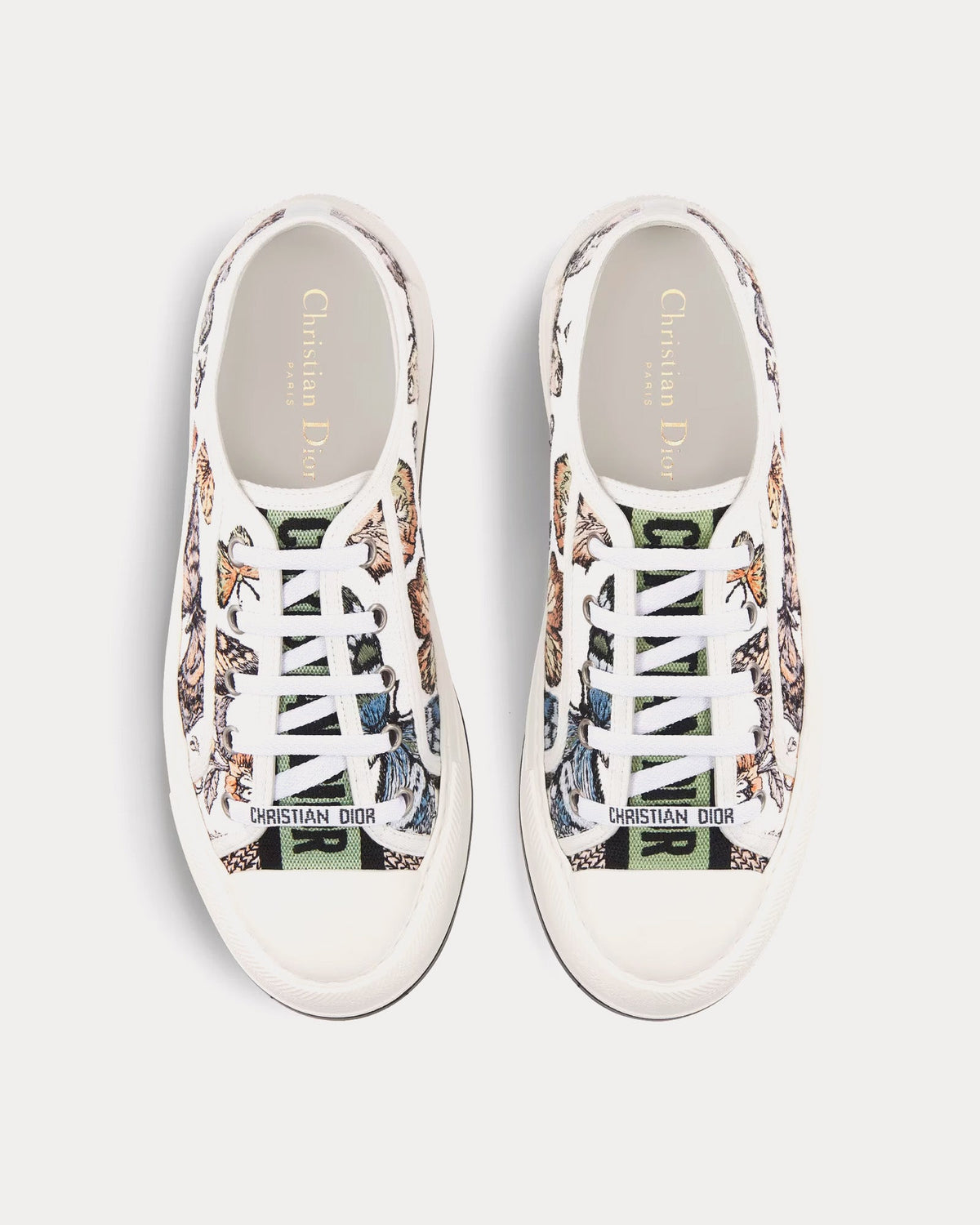 Walk'n'Dior Platform Yellow Multicolor Embroidered Cotton with Toile de Jouy Mexico Motif Low Top Sneakers