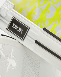 B23 White and Yellow Dior Oblique Canvas High Top Sneakers