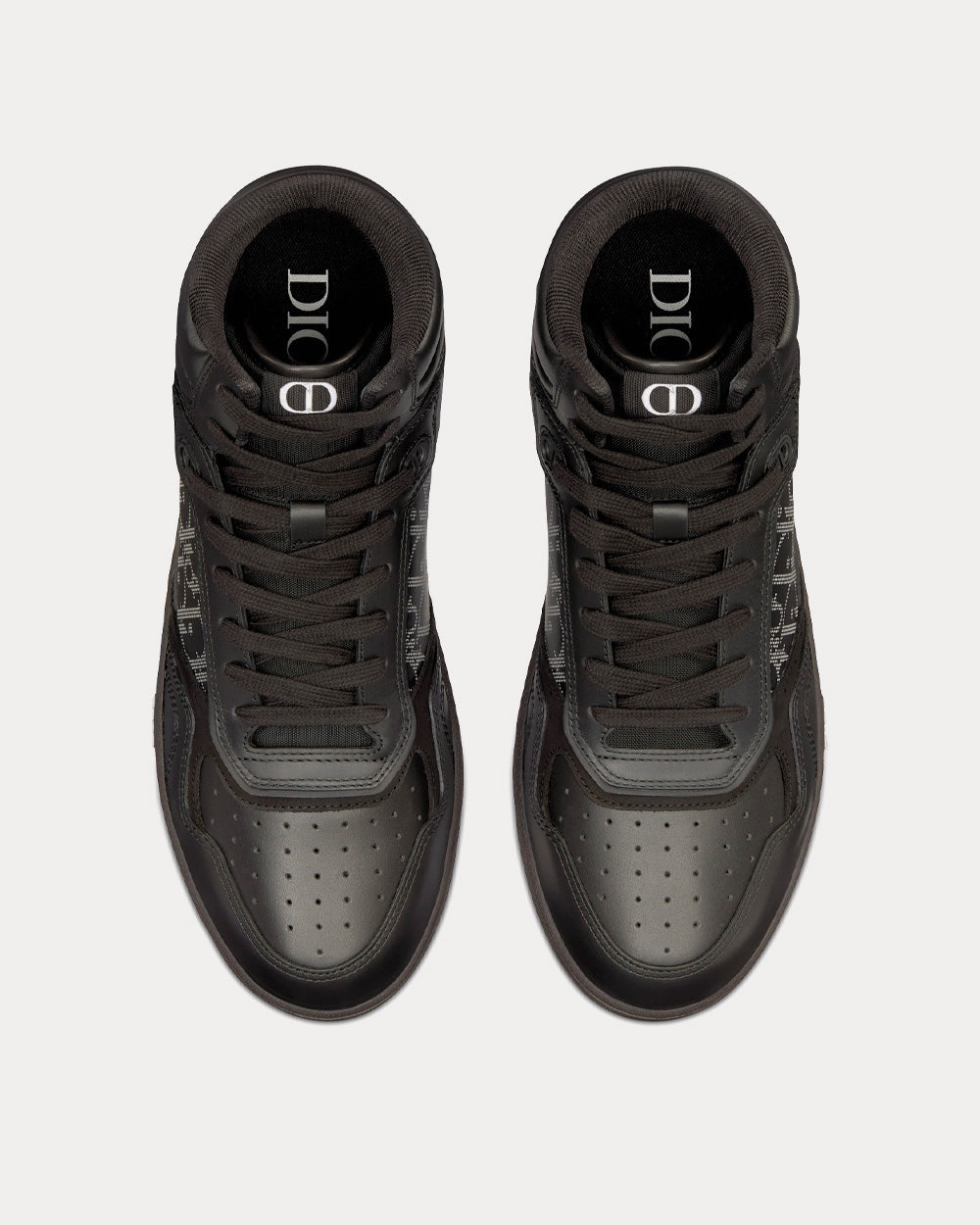 B27 Black Dior Oblique Galaxy Leather with Smooth Calfskin and Suede High Top Sneakers