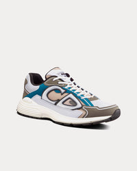 B30 White and Beige Mesh with Blue and Olive Technical Fabric Low Top Sneakers