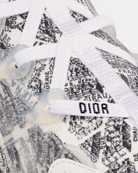 D-Connect Black and White Technical Fabric with Plan de Paris Print Low Top Sneakers