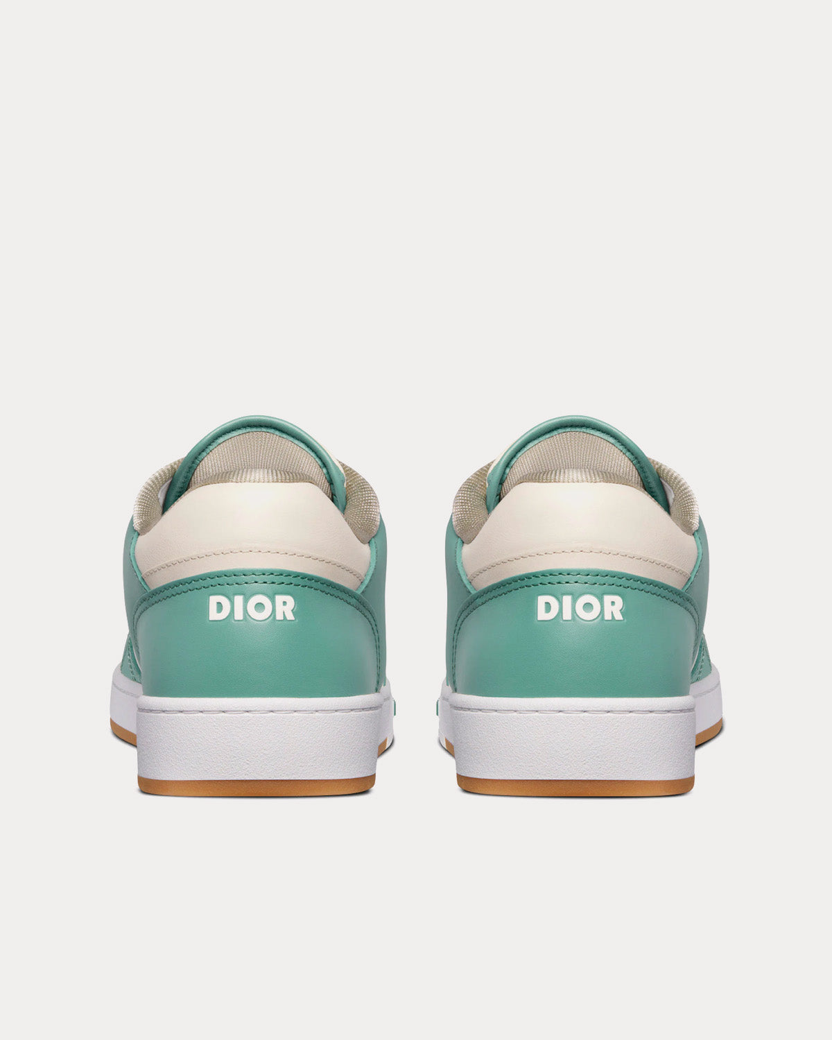 B27 Turquoise and Cream Smooth Calfskin and Cream Dior Oblique Jacquard Canvas Low Top Sneakers