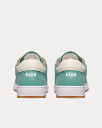 B27 Turquoise and Cream Smooth Calfskin and Cream Dior Oblique Jacquard Canvas Low Top Sneakers