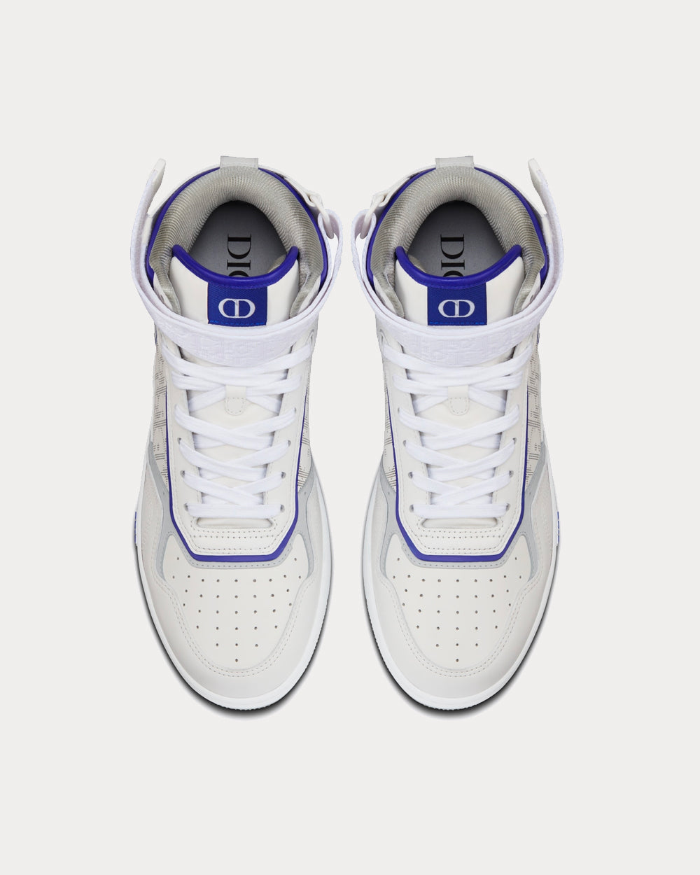 B27 White and Purple Smooth Calfskin with White Dior Oblique Galaxy Leather High Top Sneakers