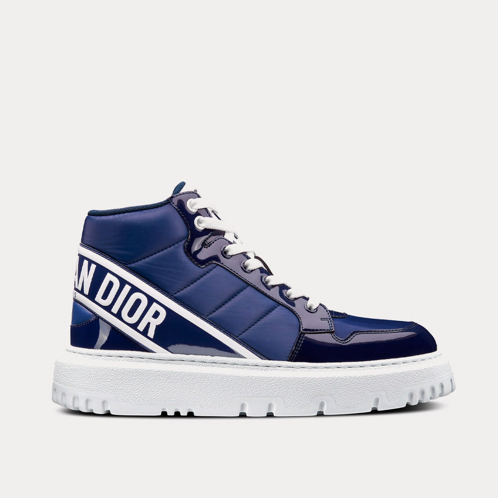 D-Player Quilted Nylon Navy Blue High Top Sneakers
