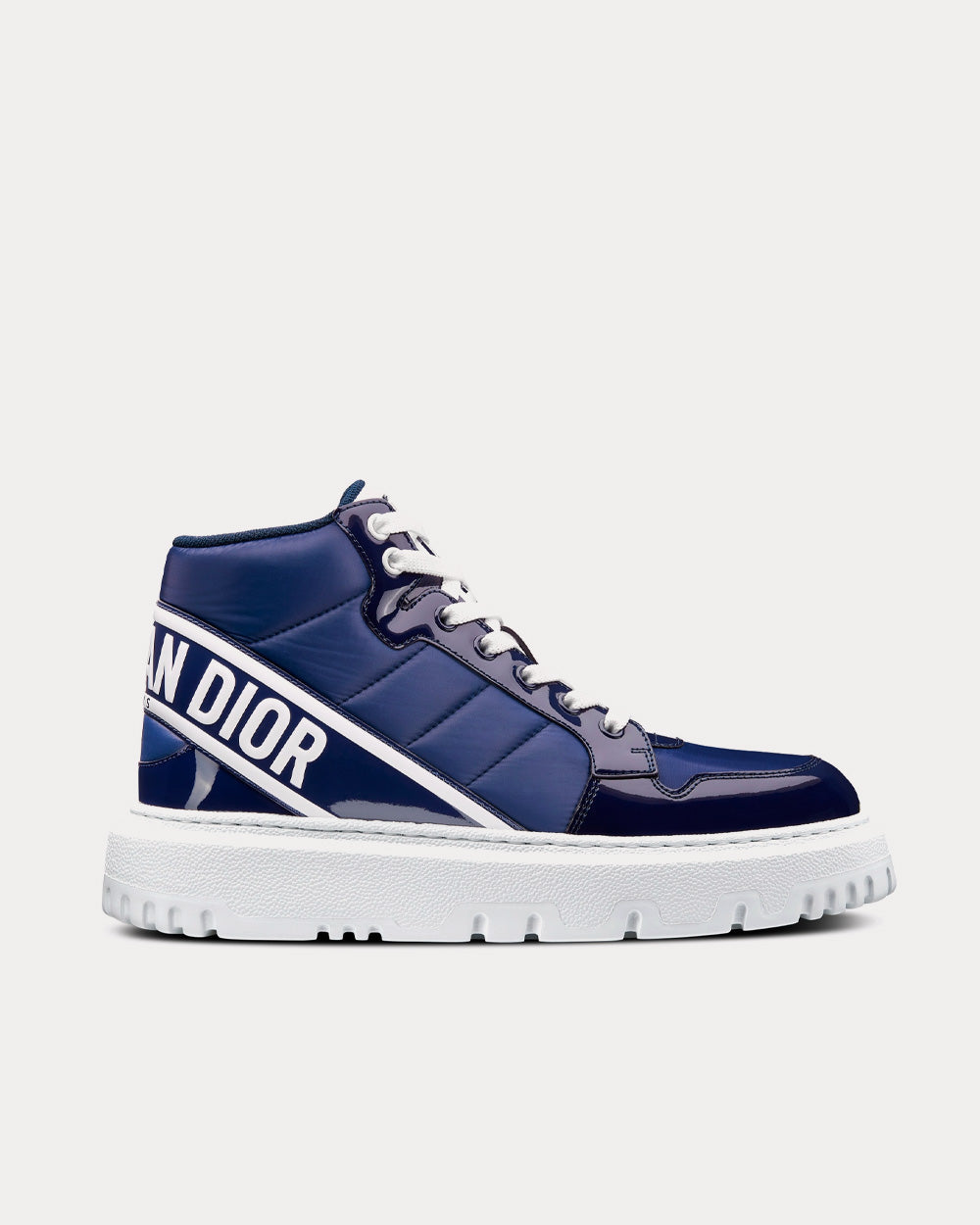 D-Player Quilted Nylon Navy Blue High Top Sneakers