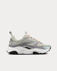 B22 Gray Technical Mesh and Smooth Calfskinn Low Top Sneakers