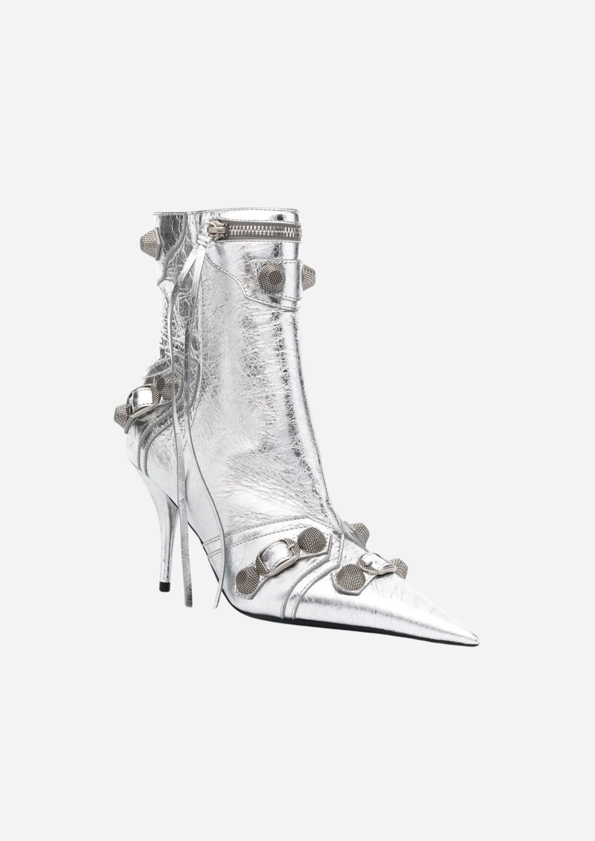 Balenciaga Le Cagole Stivaletti Argento in Pelle Metallizzata 90 mm