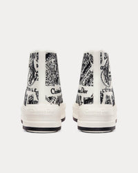 Walk'n'Dior Platform White and Black Cotton Embroidered with Plan de Paris Motif High Top Sneakers