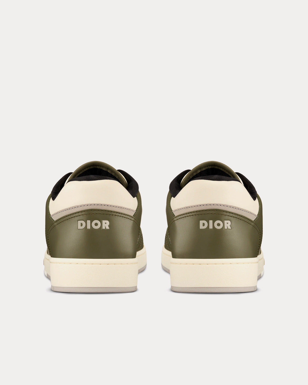 B27 Olive and Cream Smooth Calfskin with Beige and Black Dior Oblique Jacquard Low Top Sneakers