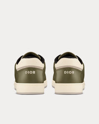 B27 Olive and Cream Smooth Calfskin with Beige and Black Dior Oblique Jacquard Low Top Sneakers