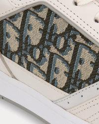 B27 Cream and White Smooth Calfskin with Beige and Black Dior Oblique Jacquard Low Top Sneakers