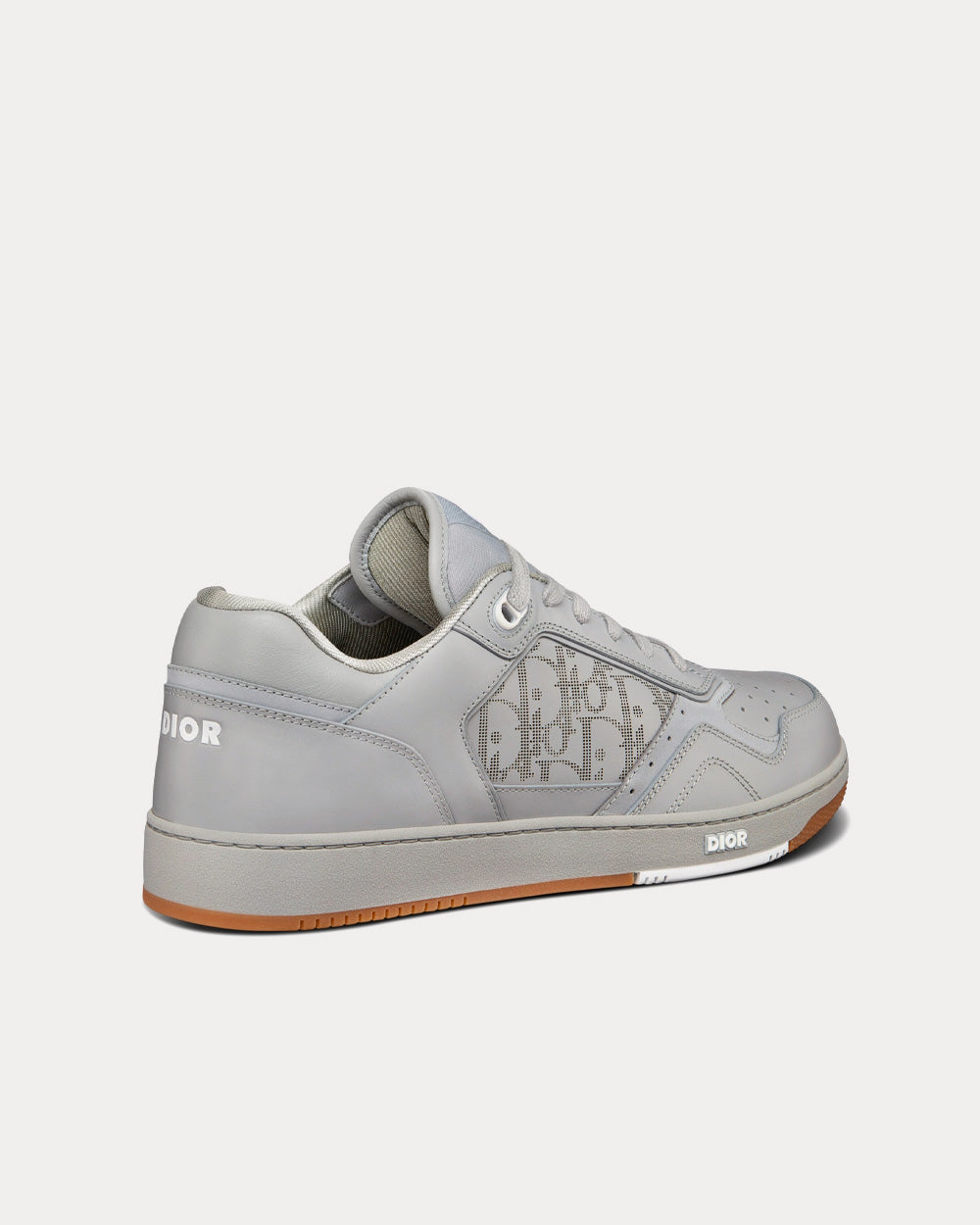 B27 Gray Smooth Calfskin and Dior Oblique Galaxy Leather Low Top Sneakers