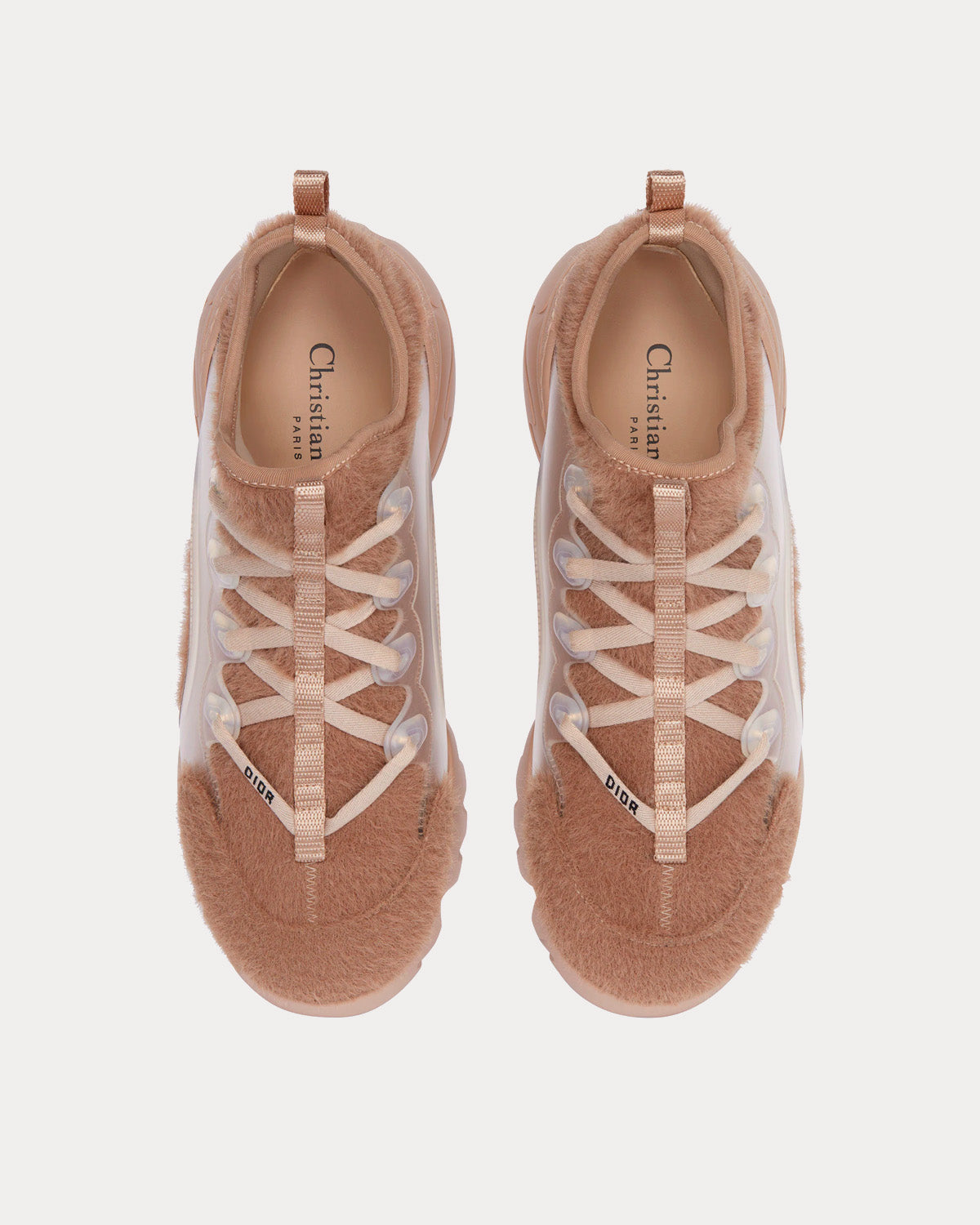 D-Connect Nude Fur-Effect Knit Low Top Sneakers