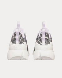 D-Connect Black and White Technical Fabric with Plan de Paris Print Low Top Sneakers