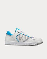 B27 White and Light Blue Smooth Calfskin with White Dior Oblique Galaxy Leather Low Top Sneakers