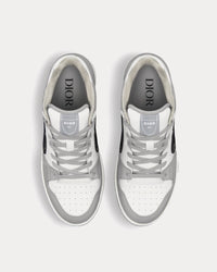 B57 Dior Gray and White Smooth Calfskin with Beige and Black Dior Oblique Jacquard Low Top Sneakers