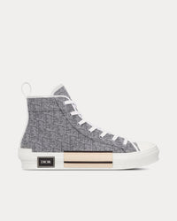 B23 Dior Oblique Jacquard and Ruthenium-Tone Metallic Thread High Top Sneakers