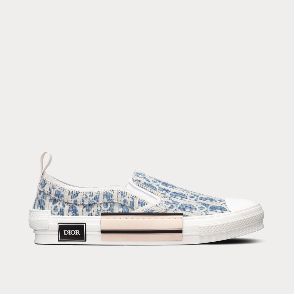 B23 Blue Dior Oblique Kasuri Jacquard Slip On Sneakers