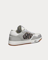 B27 Gray and White Smooth Calfskin with Beige and Black Dior Oblique Jacquard Low Top Sneakers