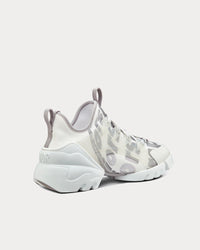 D-Connect White Dior Spatial Printed Reflective Technical Fabric Low Top Sneakers