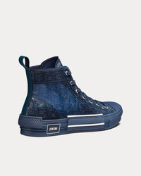 B23 Transparent Canvas with Blue Raised Dior Oblique High Top Sneakers