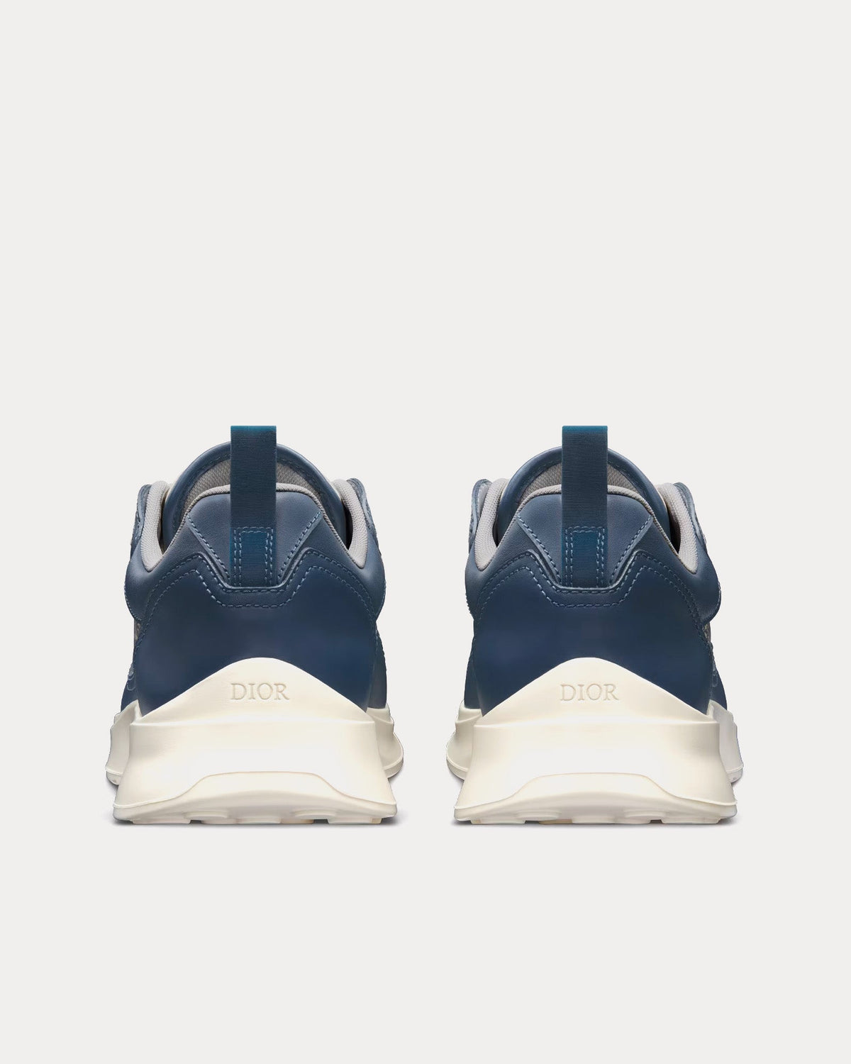 B25 Runner Navy Blue and Cream Smooth Calfskin with Beige and Black Dior Oblique Jacquard Low Top Sneakers