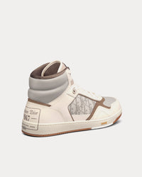 B27 Cream & Greige Smooth Calfskin with 'Christian Dior 1947' Signature High Top Sneakers