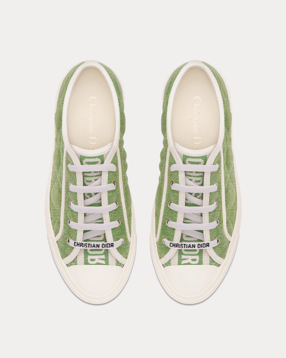 Walk'n'Dior Green Faded Cannage Embroidered Denim Low Top Sneakers