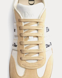Ribbon Suede Calfskin White / Beige Low Top Sneakers