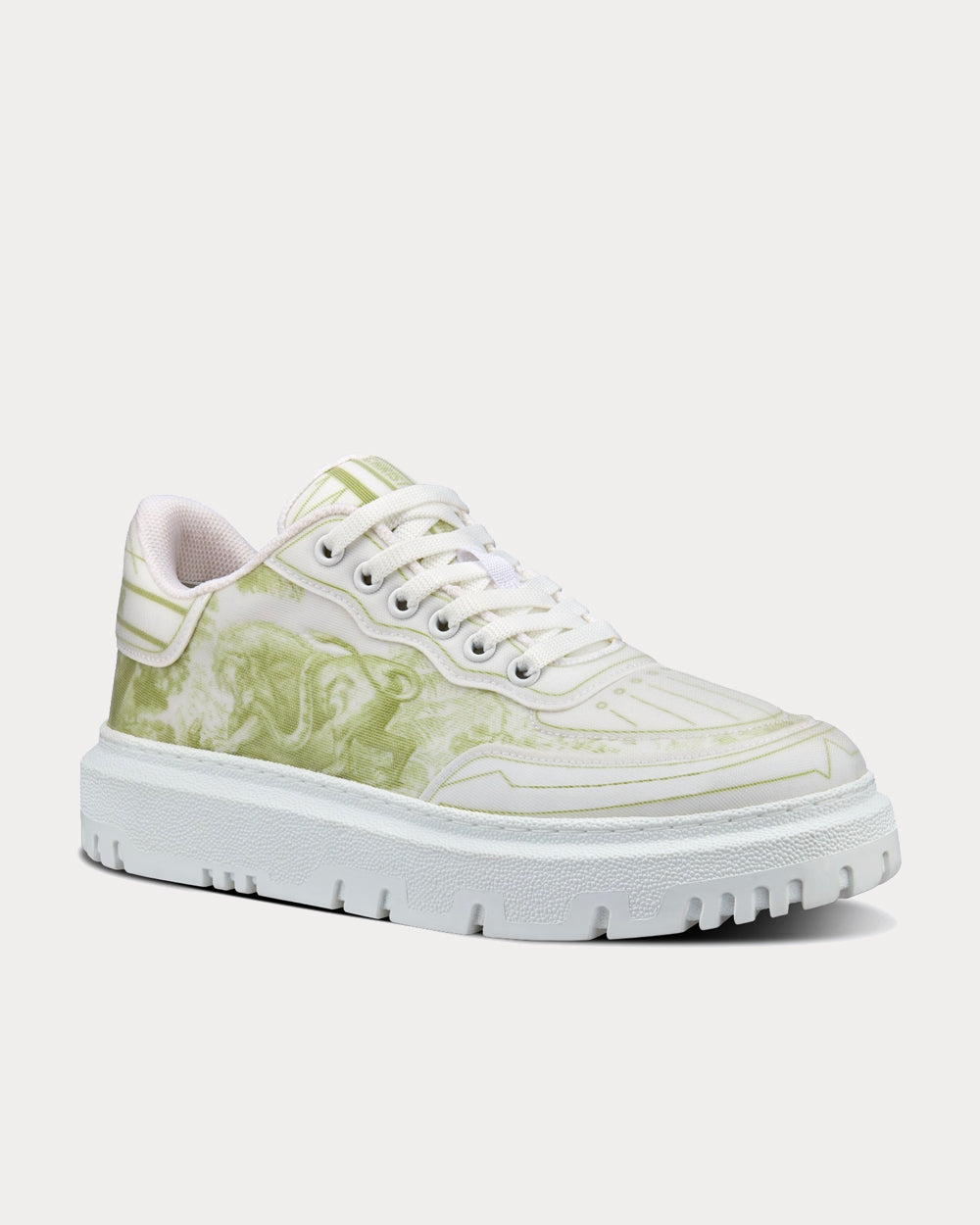Addict Lime Toile de Jouy Technical Fabric Low Top Sneakers