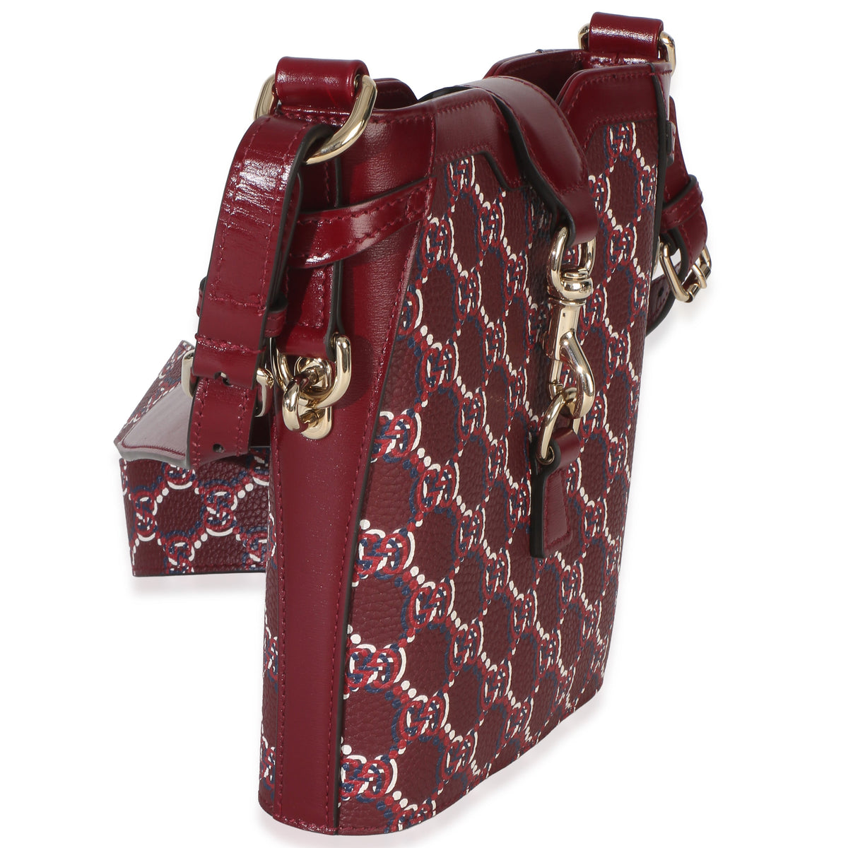 Red Multicolor Monogram Grained Calfskin Mini Shadow Bucket Bag