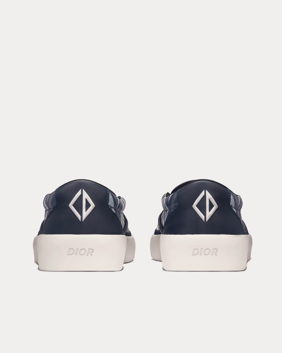 B101 Navy Blue CD Diamond Canvas and Smooth Calfskin Slip On Sneakers