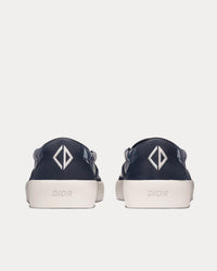 B101 Navy Blue CD Diamond Canvas and Smooth Calfskin Slip On Sneakers