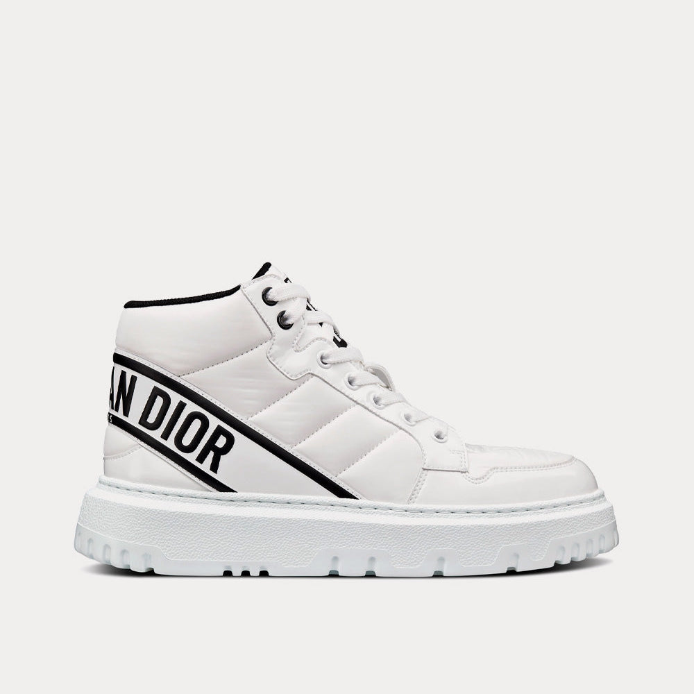 D-Player White and Black Quilted Nylon Top Sneakers