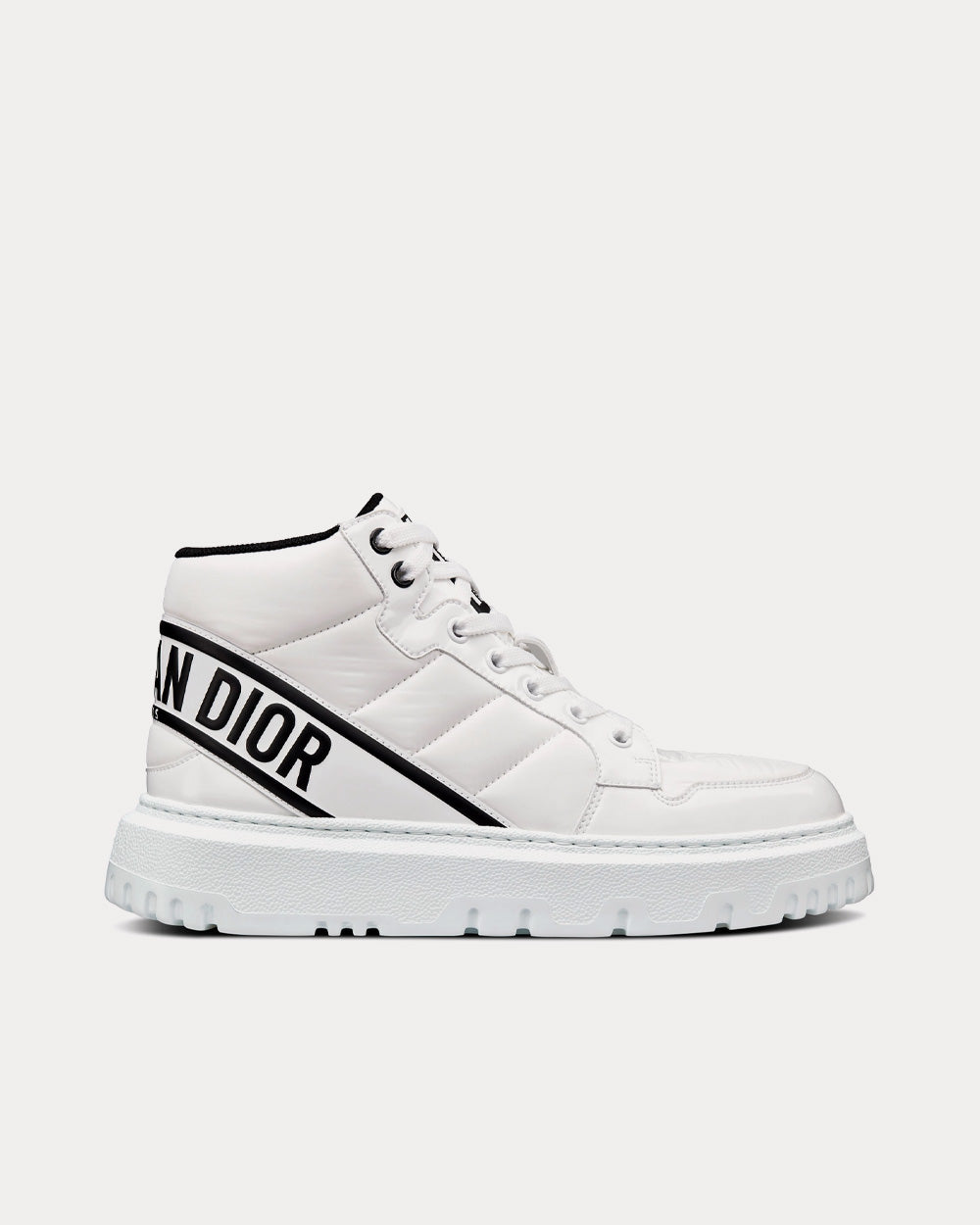 D-Player White and Black Quilted Nylon Top Sneakers