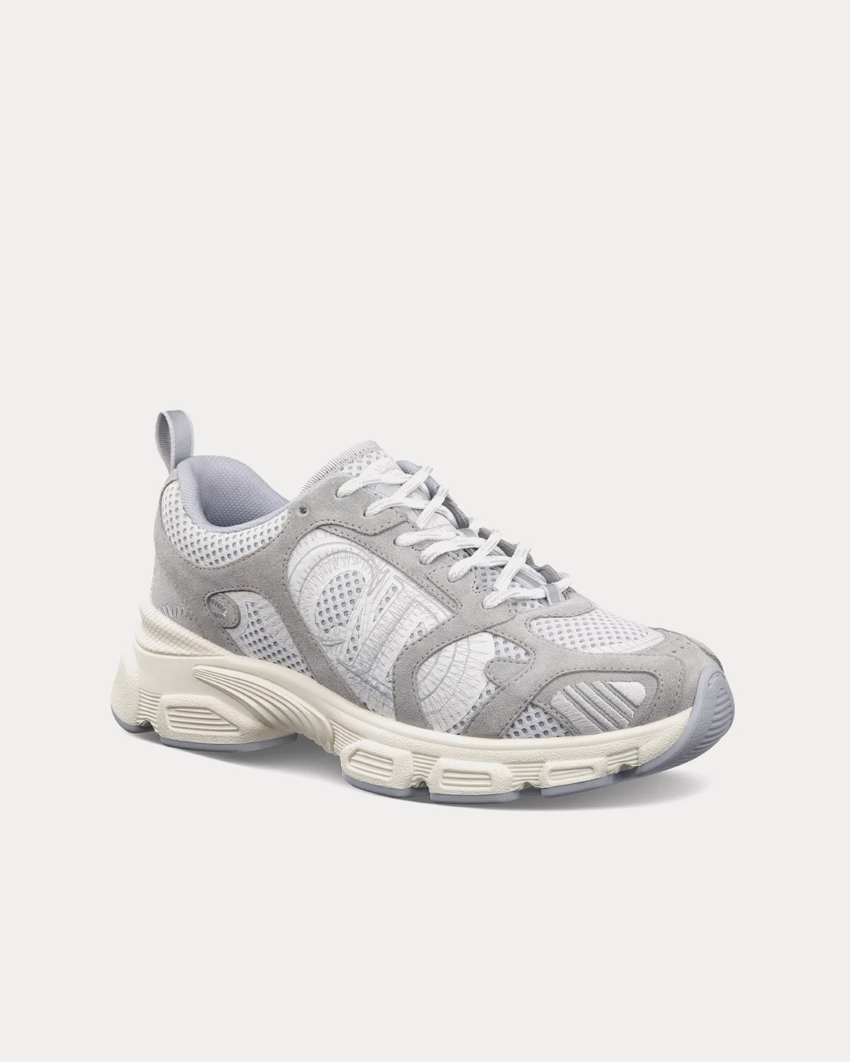 Chrono Mesh & Suede Calfskin Gray Low Top Sneakers