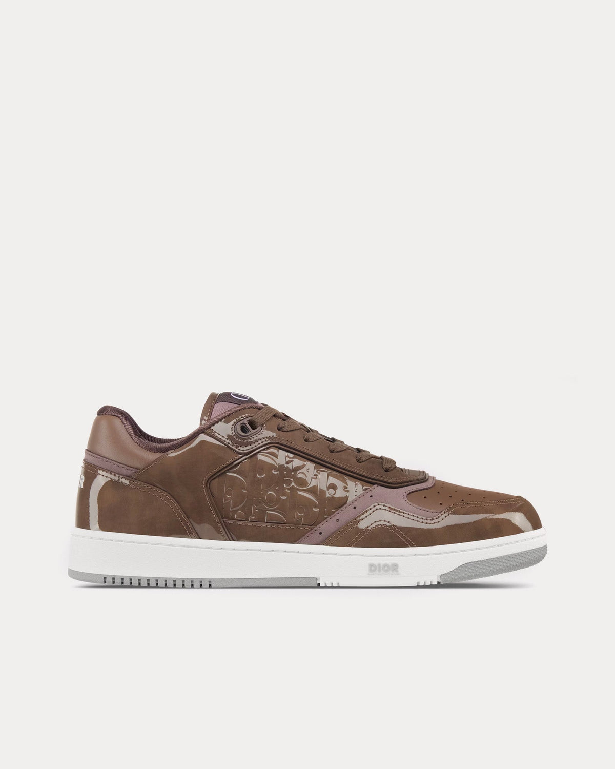 B27 Plum Patent Calfskin and Dior Oblique Gravity Leather Low Top Sneakers