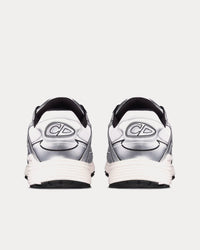 B30 White Mesh and Silver-Tone Metallic Calfskin Low Top Sneakers